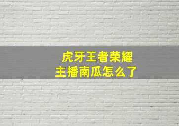 虎牙王者荣耀主播南瓜怎么了