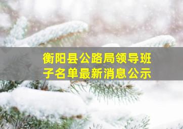 衡阳县公路局领导班子名单最新消息公示