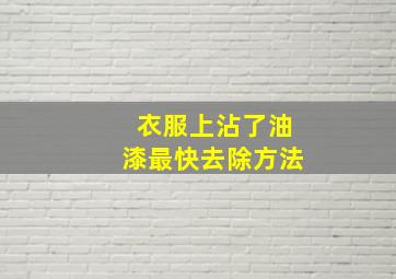 衣服上沾了油漆最快去除方法