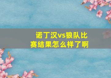 诺丁汉vs狼队比赛结果怎么样了啊