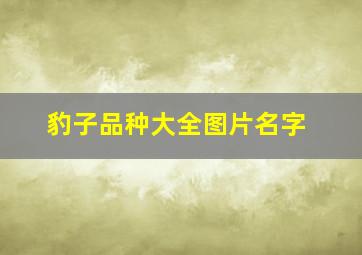 豹子品种大全图片名字