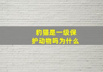 豹猫是一级保护动物吗为什么