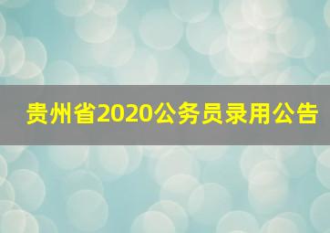 贵州省2020公务员录用公告