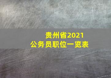 贵州省2021公务员职位一览表