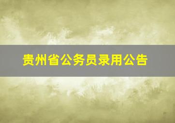 贵州省公务员录用公告