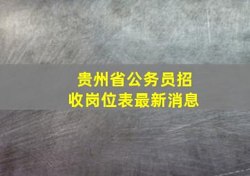 贵州省公务员招收岗位表最新消息