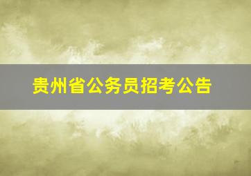 贵州省公务员招考公告