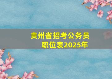 贵州省招考公务员职位表2025年