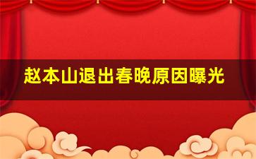 赵本山退出春晚原因曝光