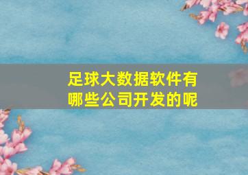 足球大数据软件有哪些公司开发的呢