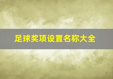 足球奖项设置名称大全