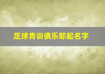 足球青训俱乐部起名字