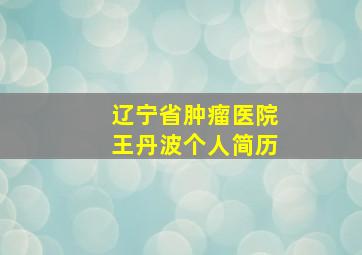 辽宁省肿瘤医院王丹波个人简历