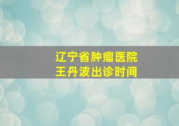 辽宁省肿瘤医院王丹波出诊时间