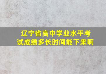 辽宁省高中学业水平考试成绩多长时间能下来啊