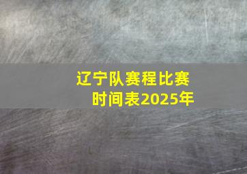 辽宁队赛程比赛时间表2025年