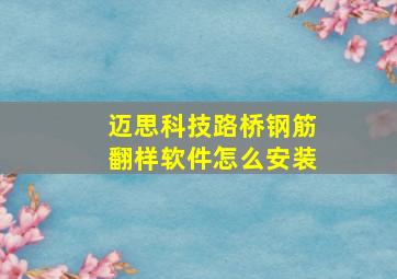 迈思科技路桥钢筋翻样软件怎么安装