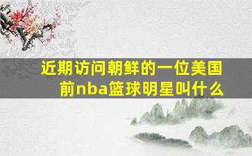 近期访问朝鲜的一位美国前nba篮球明星叫什么