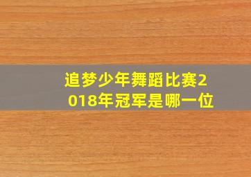 追梦少年舞蹈比赛2018年冠军是哪一位