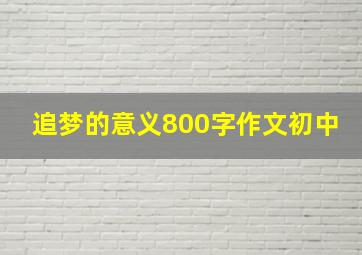 追梦的意义800字作文初中