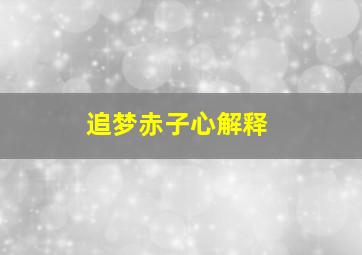 追梦赤子心解释