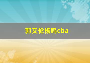 郭艾伦杨鸣cba