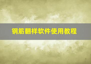 钢筋翻样软件使用教程