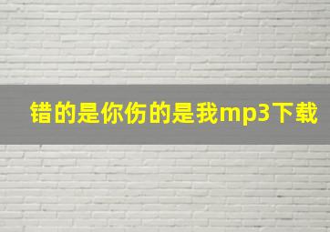 错的是你伤的是我mp3下载