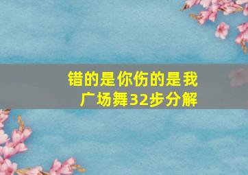 错的是你伤的是我广场舞32步分解