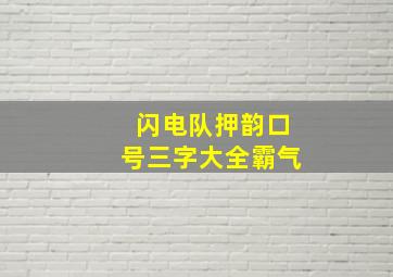 闪电队押韵口号三字大全霸气