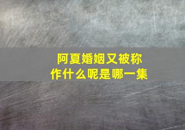 阿夏婚姻又被称作什么呢是哪一集