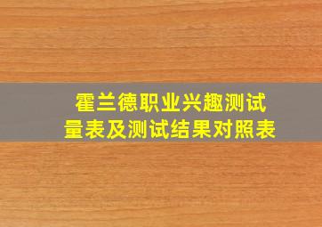 霍兰德职业兴趣测试量表及测试结果对照表