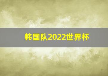 韩国队2022世界杯