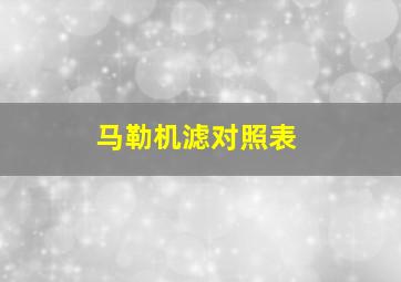 马勒机滤对照表