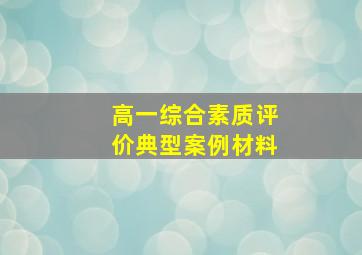 高一综合素质评价典型案例材料