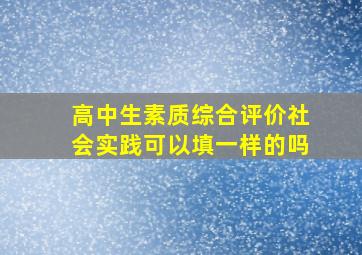 高中生素质综合评价社会实践可以填一样的吗