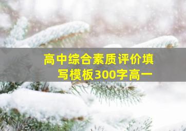 高中综合素质评价填写模板300字高一