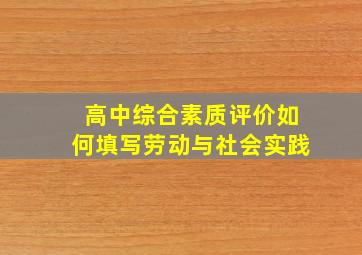 高中综合素质评价如何填写劳动与社会实践