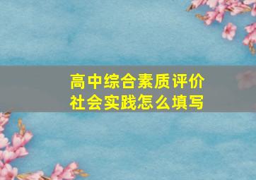 高中综合素质评价社会实践怎么填写