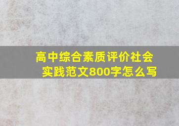 高中综合素质评价社会实践范文800字怎么写