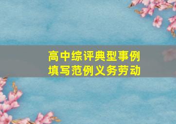 高中综评典型事例填写范例义务劳动