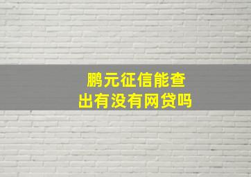 鹏元征信能查出有没有网贷吗