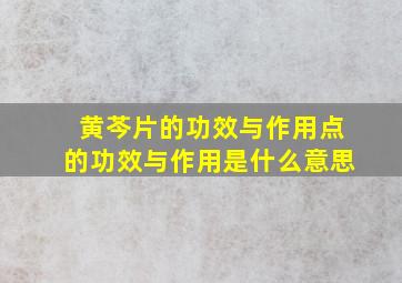 黄芩片的功效与作用点的功效与作用是什么意思