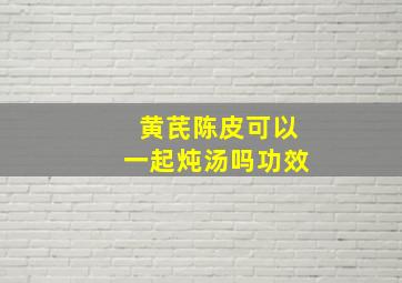 黄芪陈皮可以一起炖汤吗功效